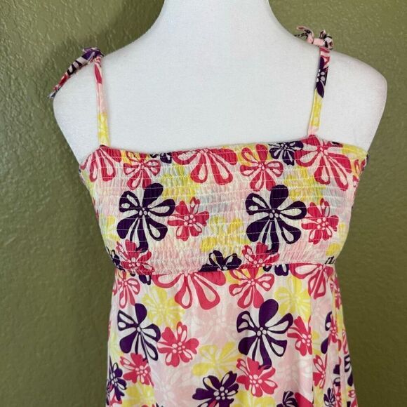 Esprit Women's 12 Flower Power Smocked Maxi Dress Vibrant Pink Yellow Ruffled - Picture 2 of 8